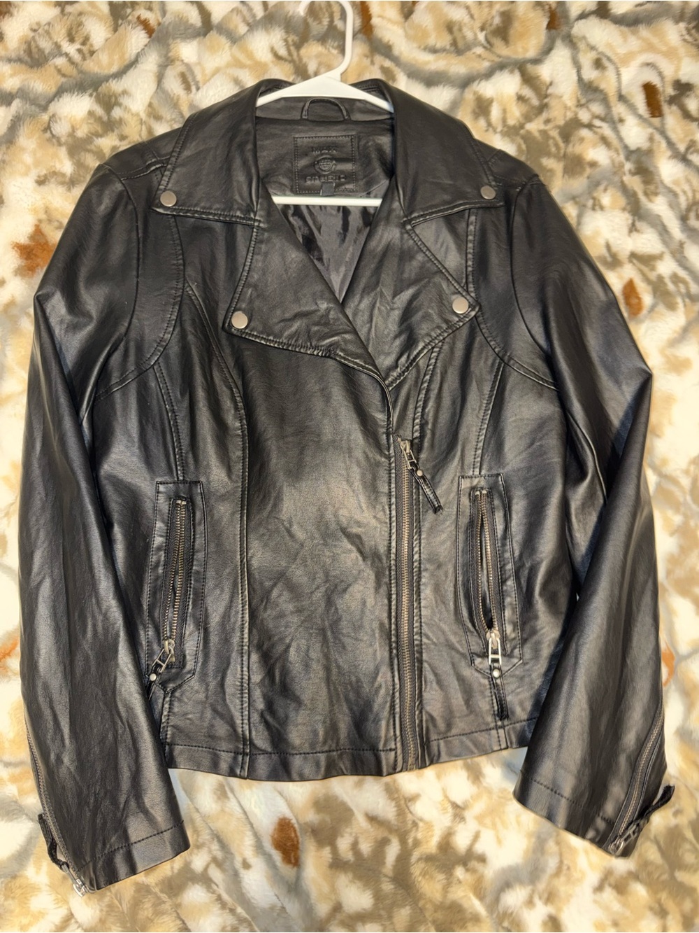 Classic Black Leather Moto Jacket - Women's